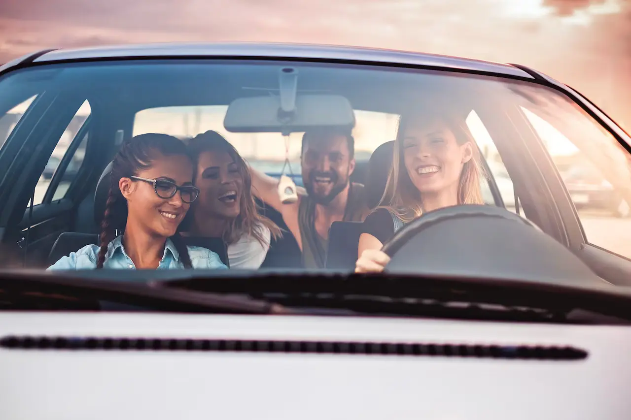 Group of people inside the car