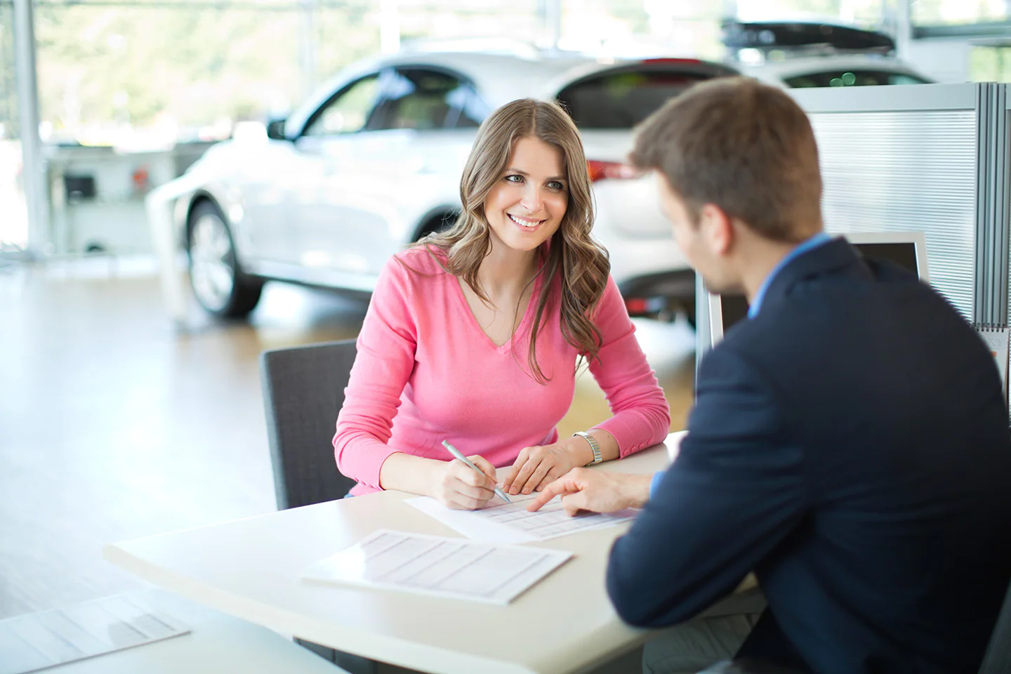 Woman Talking to Client